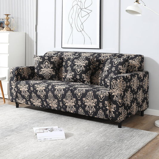 Exclusive Stretchable Sofa Cover - Black Damask