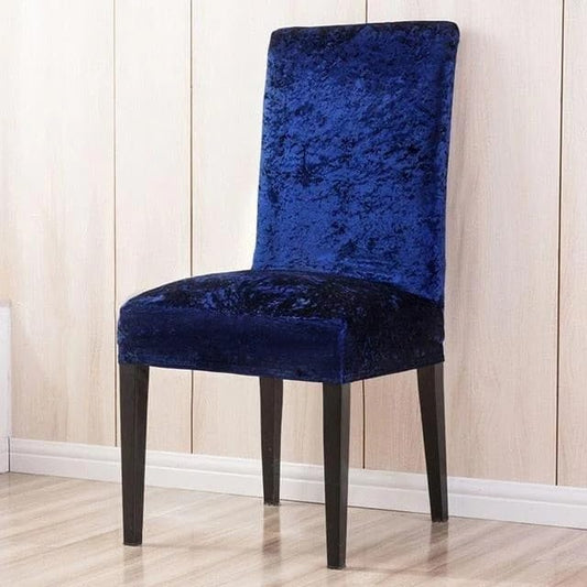 Stretchable Velvet Chair Covers, Solid Blue