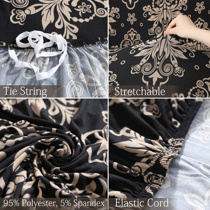 Exclusive Stretchable Sofa Cover - Black Damask