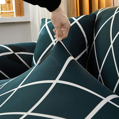 Exclusive Stretchable Sofa Cover - Cross Blue