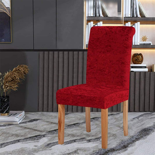 Stretchable Velvet Chair Covers, Solid Red