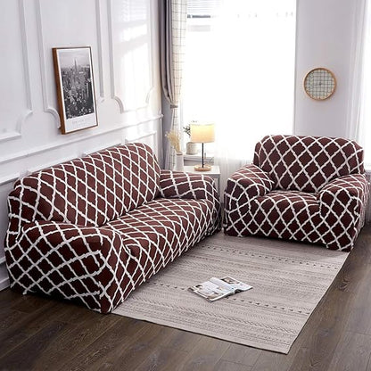 Exclusive Stretchable Sofa Cover - Brown Tile