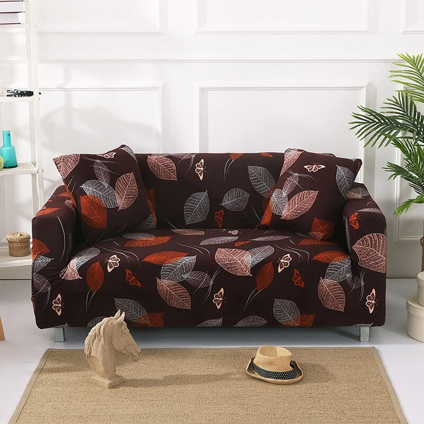 Exclusive Stretchable Sofa Cover - Choco Leaf