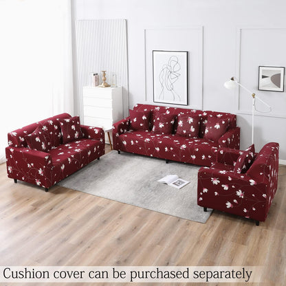 Exclusive Stretchable Sofa Cover - Wine red Flowers