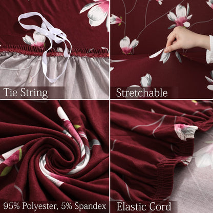 Exclusive Stretchable Sofa Cover - Wine red Flowers