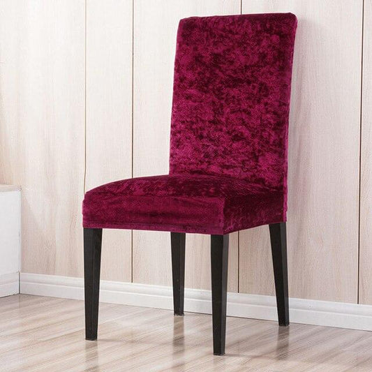 Stretchable Velvet Chair Covers, Solid Maroon