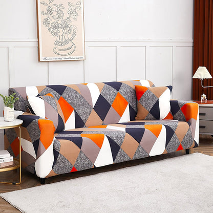 Exclusive Stretchable Sofa Cover - Prism Orange