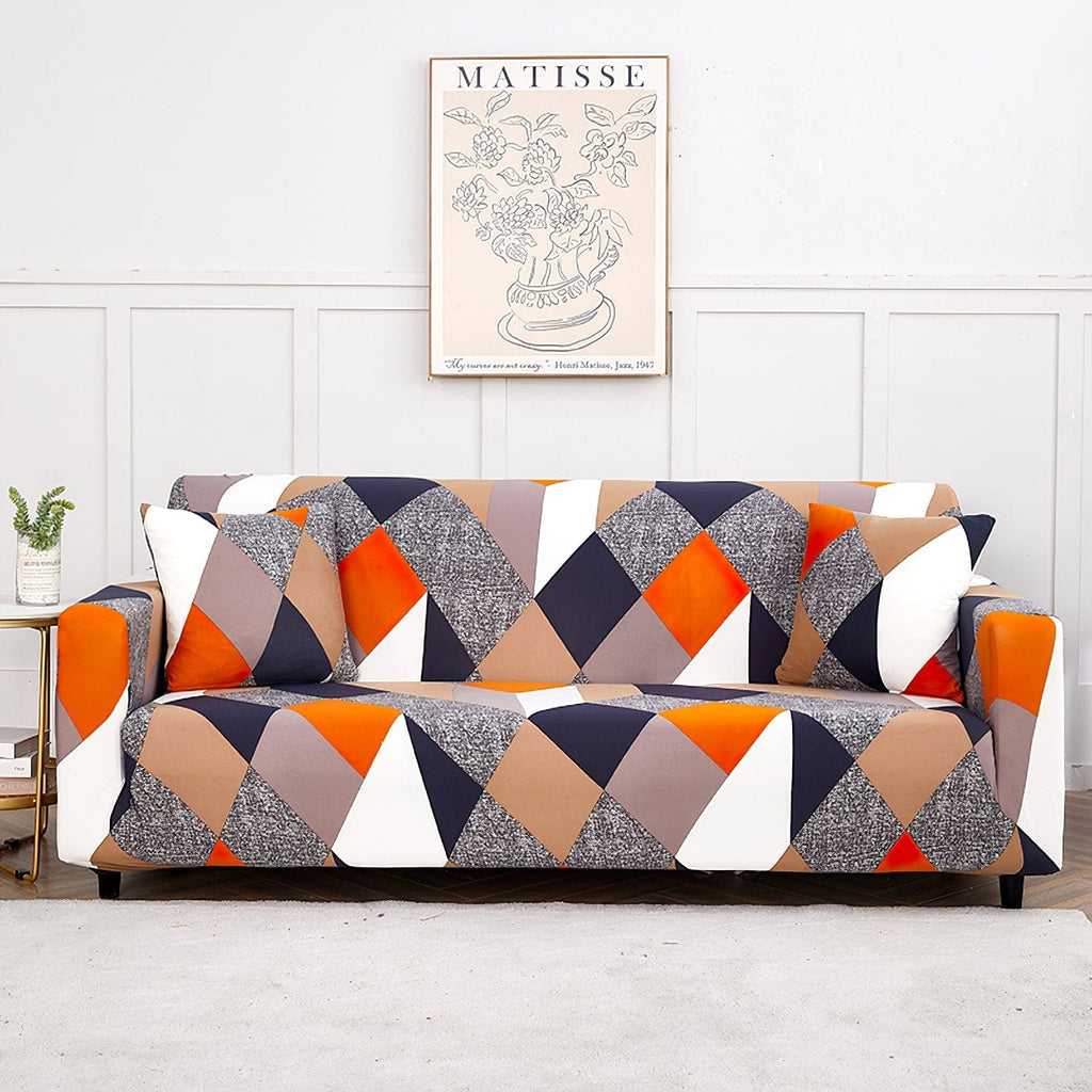 Exclusive Stretchable Sofa Cover - Prism Orange